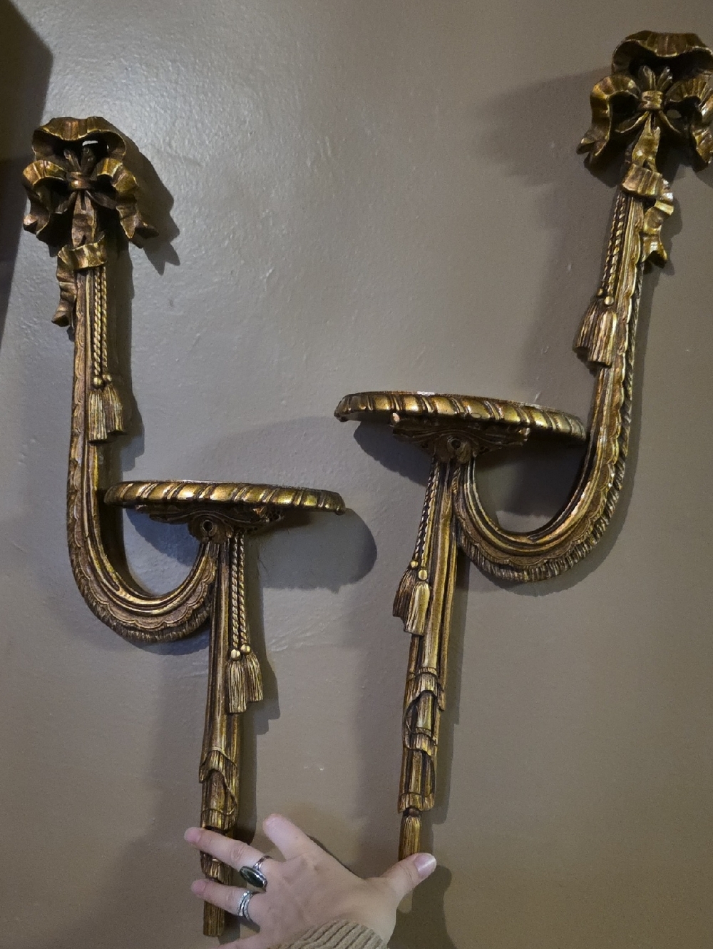 Gold Decorative Wall Sconce Shelves - Elegant Accent Pair